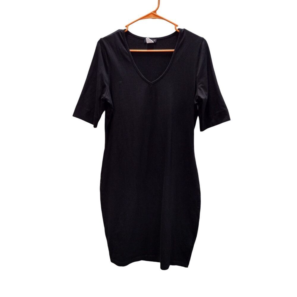 Venus Black plain‎ chic Crew Neck Bodycon dress
